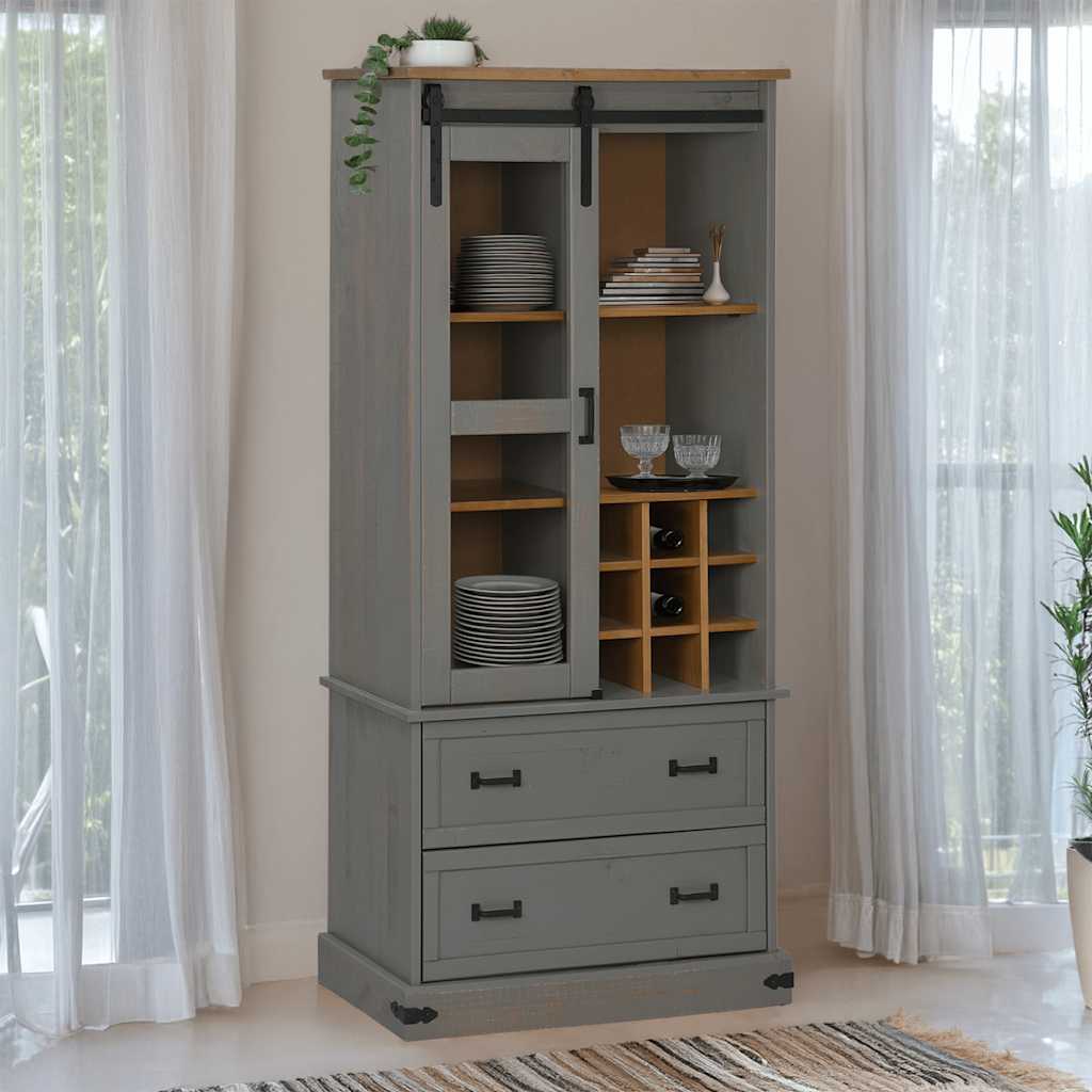 Armoire à vin HALDEN casiers à vin porte coulissante gris pin - XIOS