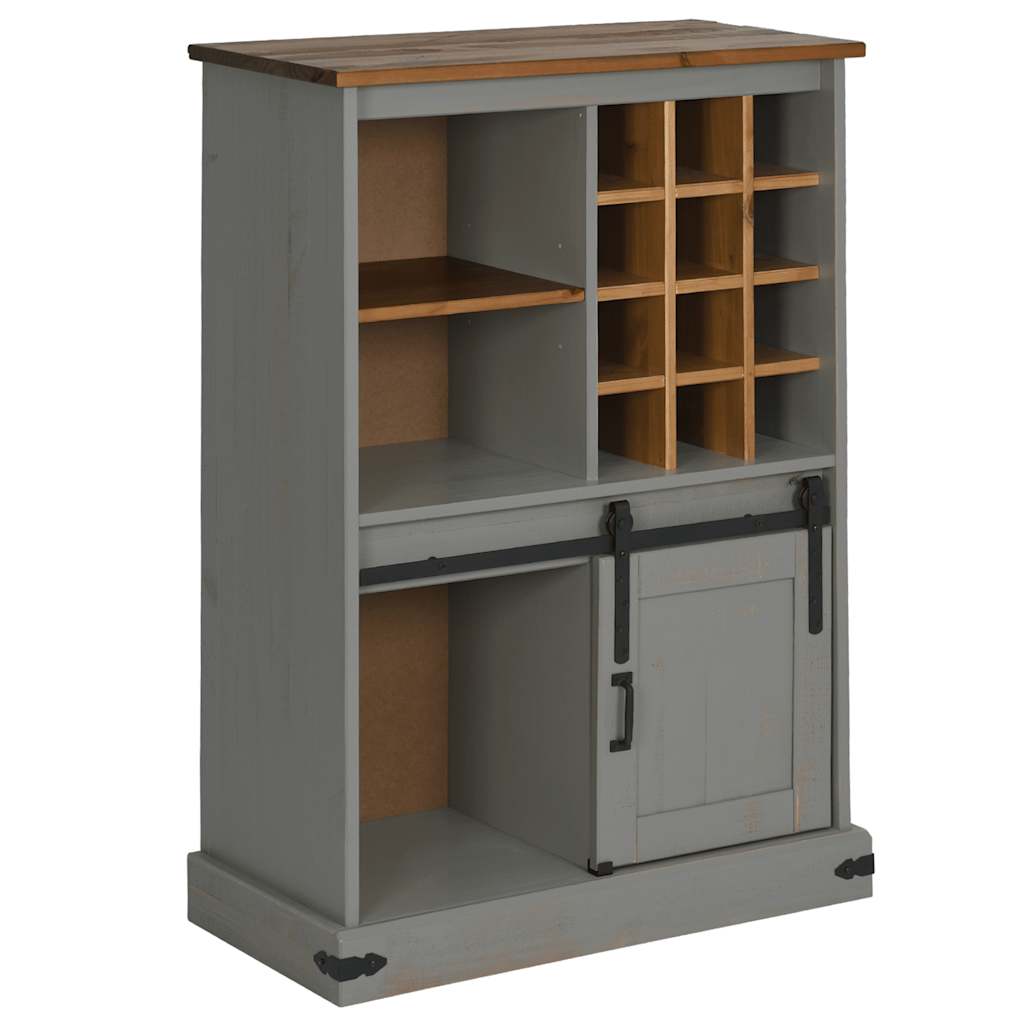 Armoire à vin HALDEN casiers à vin porte coulissante gris pin - XIOS