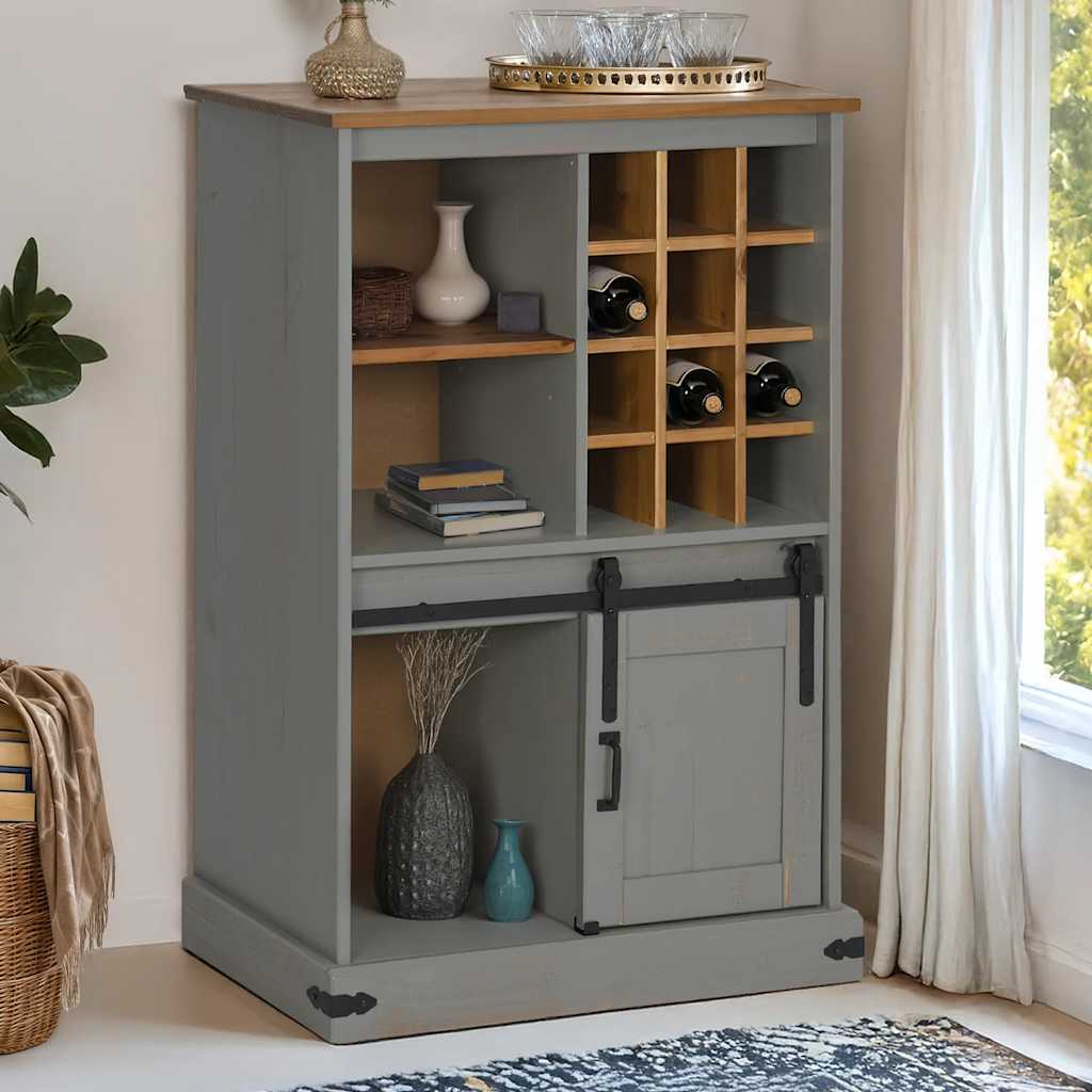 Armoire à vin HALDEN casiers à vin porte coulissante gris pin - XIOS