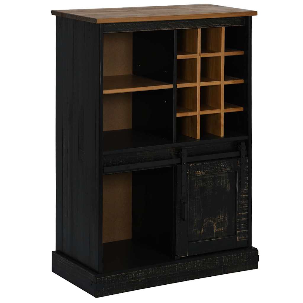 Armoire à vin HALDEN casiers à vin porte coulissante noir pin - XIOS