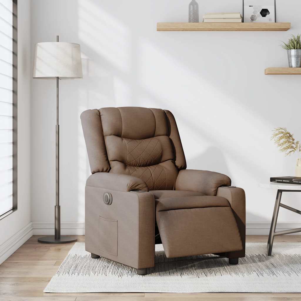 Fauteuil inclinable électrique Marron Tissu