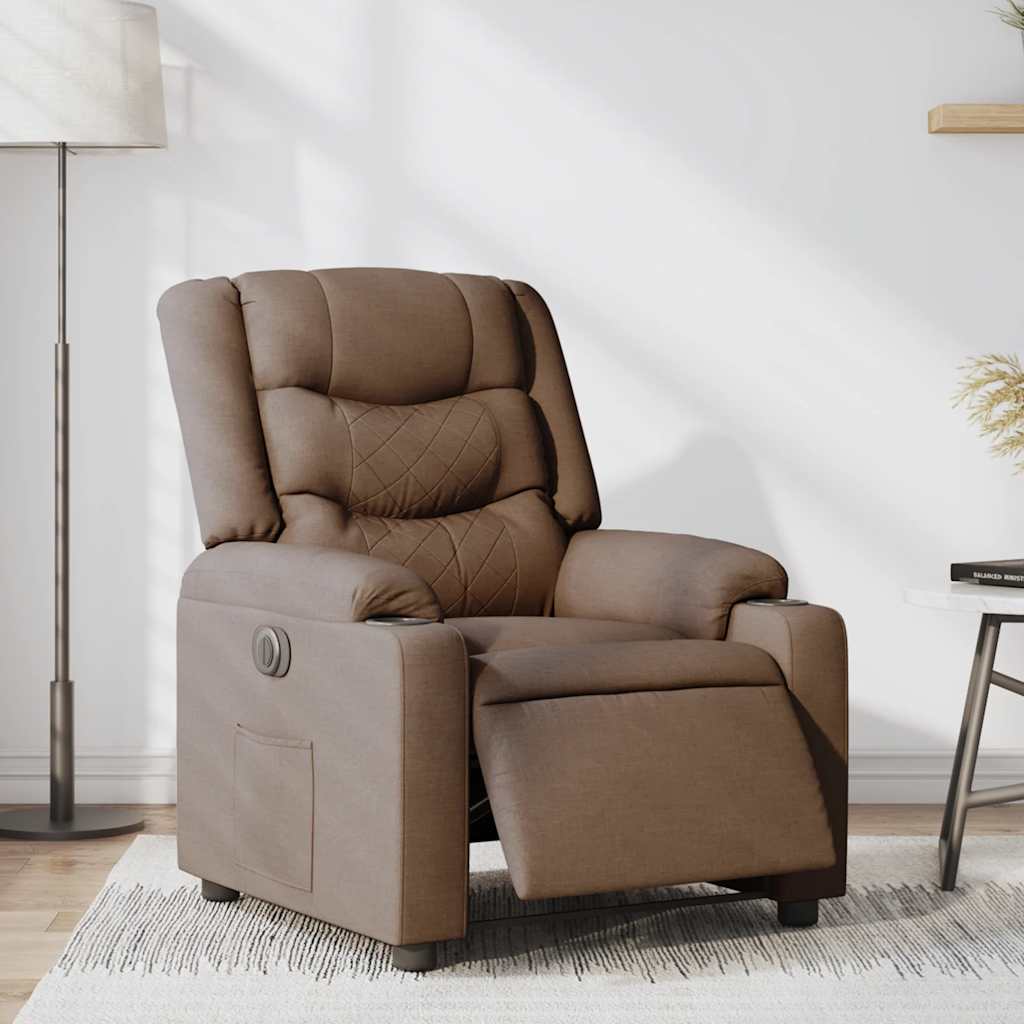 Fauteuil inclinable électrique Marron Tissu