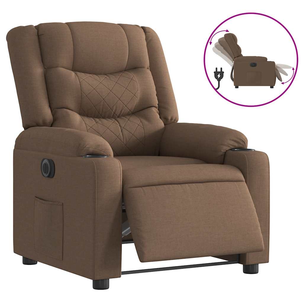Fauteuil inclinable électrique Marron Tissu
