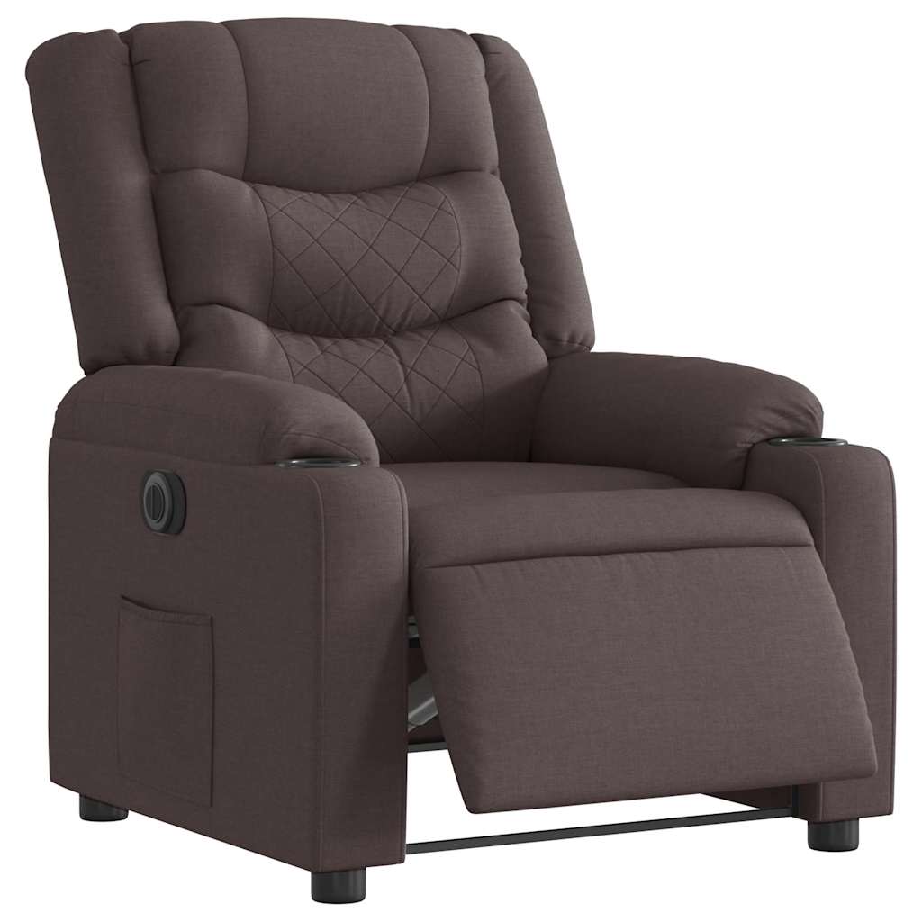 Fauteuil inclinable électrique Marron foncé Tissu