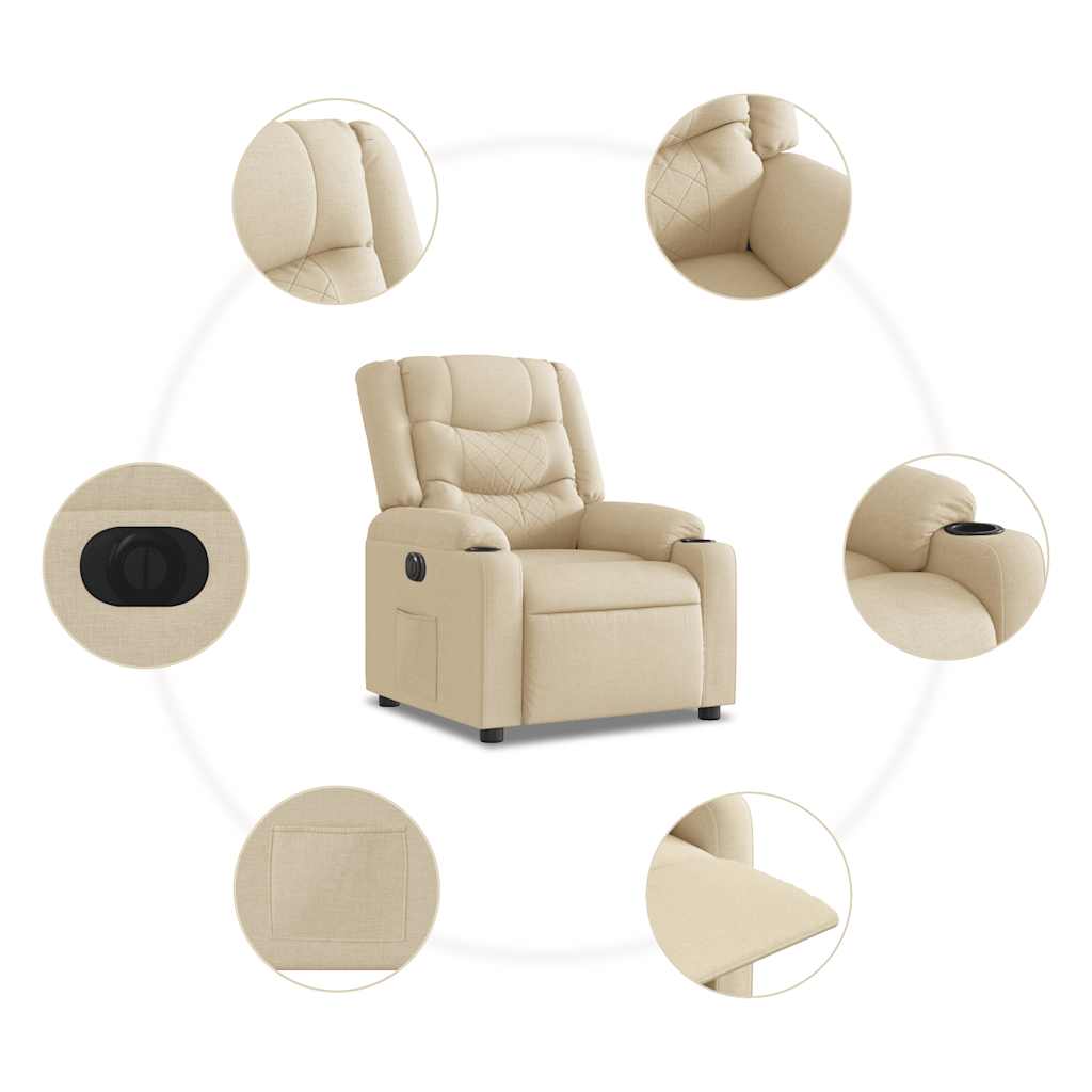Fauteuil inclinable électrique Crème Tissu