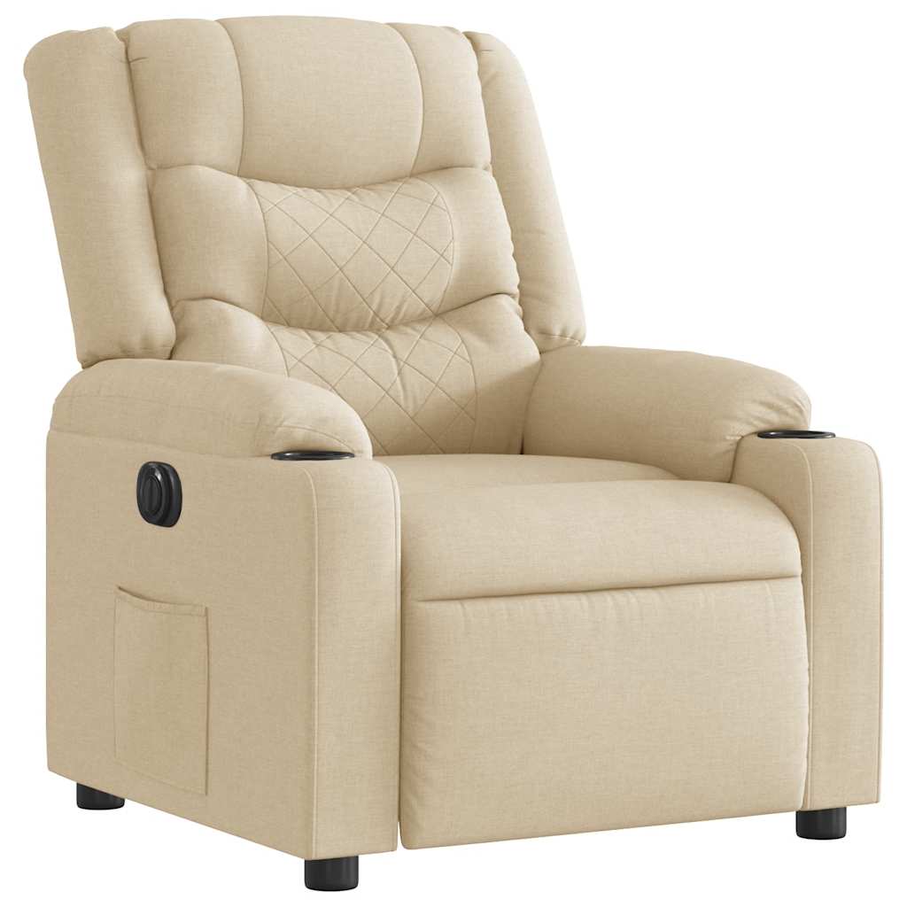 Fauteuil inclinable électrique Crème Tissu