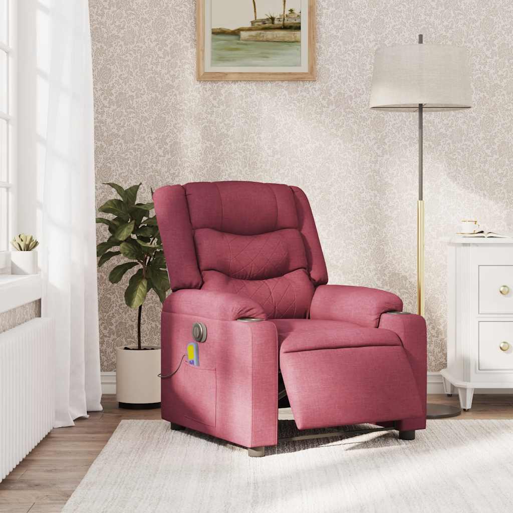 Fauteuil de massage inclinable électrique Rouge bordeaux Tissu - XIOS