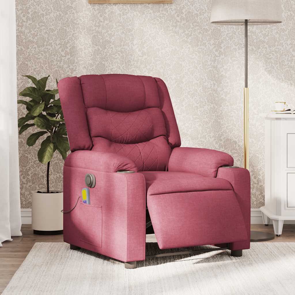 Fauteuil de massage inclinable électrique Rouge bordeaux Tissu - XIOS