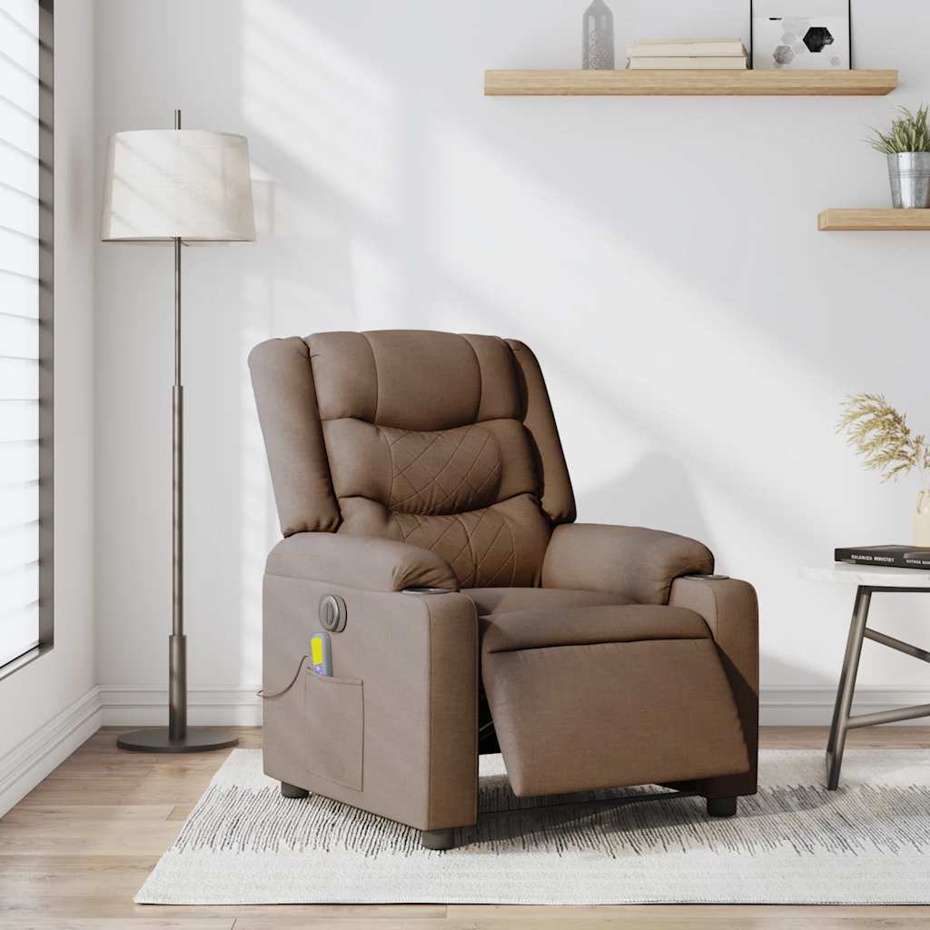 Fauteuil inclinable de massage électrique marron tissu - XIOS