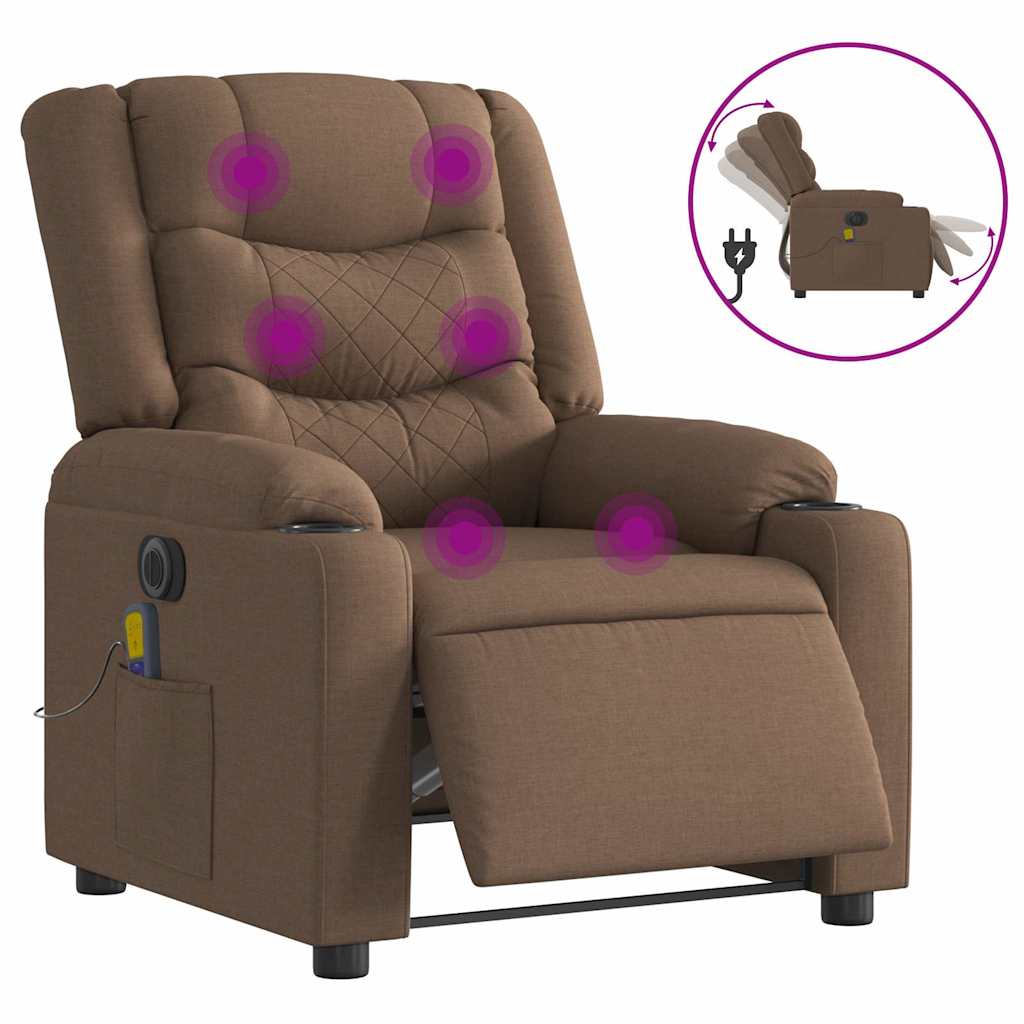 Fauteuil inclinable de massage électrique marron tissu - XIOS