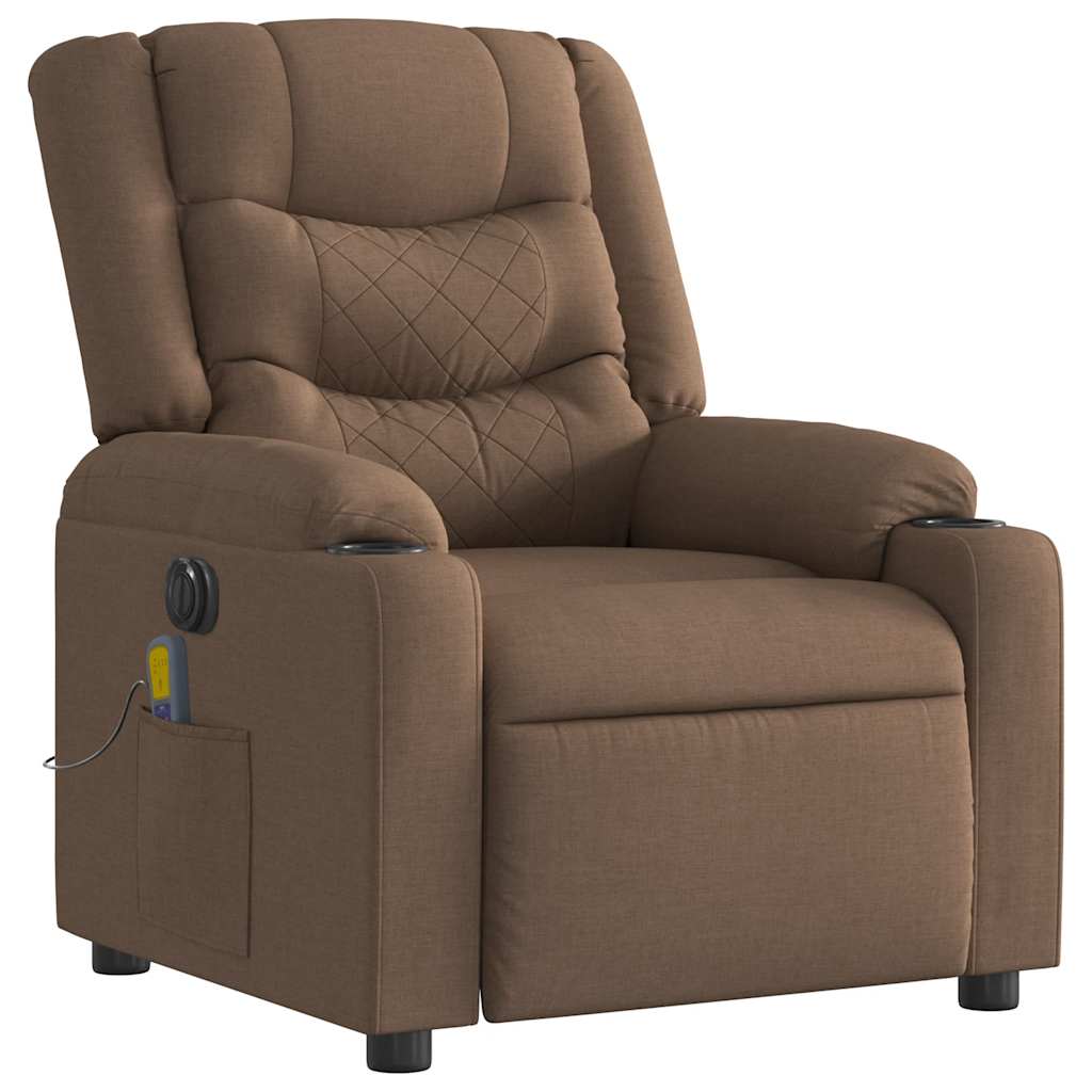 Fauteuil inclinable de massage électrique marron tissu - XIOS