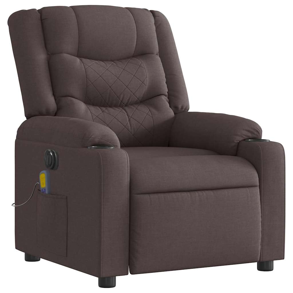 Fauteuil de massage inclinable électrique Marron foncé Tissu - XIOS