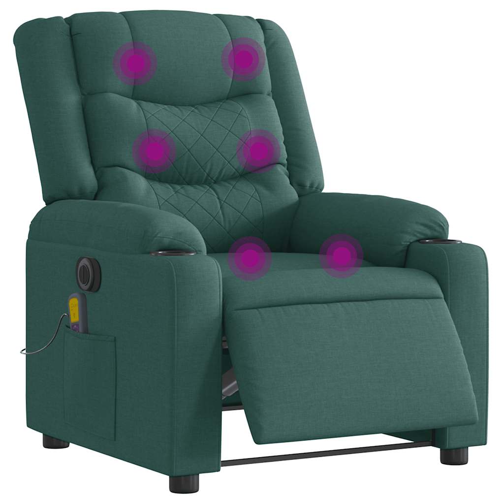 Fauteuil de massage inclinable électrique Vert foncé Tissu - XIOS