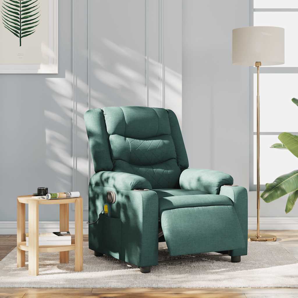 Fauteuil de massage inclinable électrique Vert foncé Tissu - XIOS