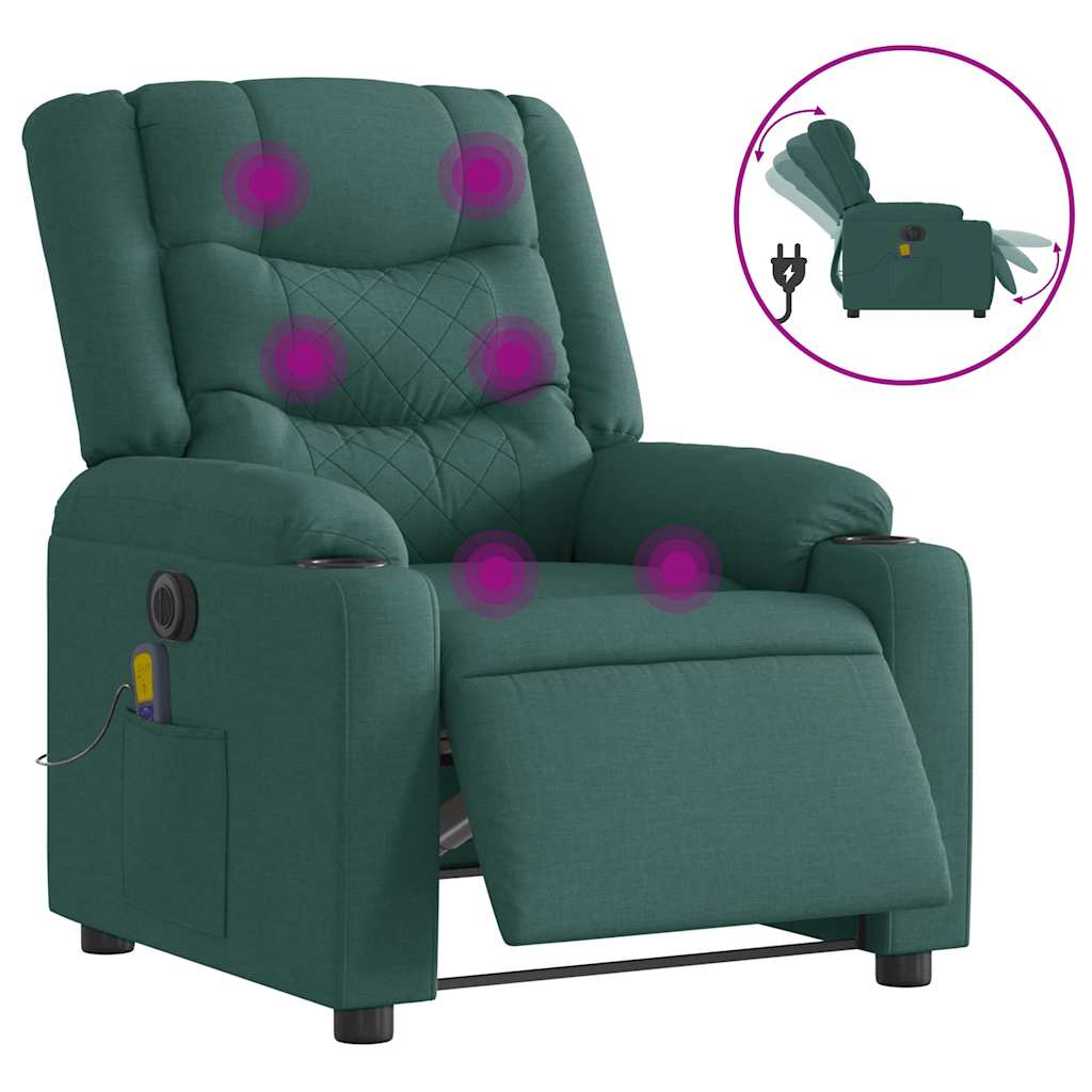Fauteuil de massage inclinable électrique Vert foncé Tissu - XIOS