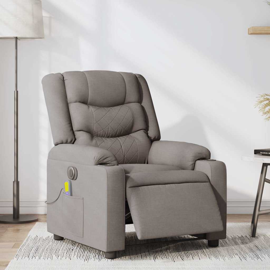 Fauteuil de massage inclinable électrique Taupe Tissu - XIOS