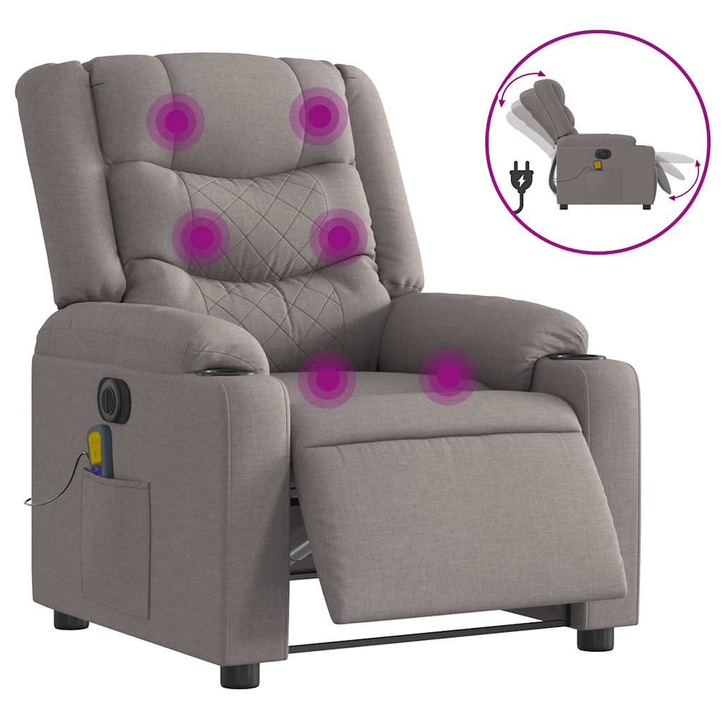 Fauteuil de massage inclinable électrique Taupe Tissu - XIOS