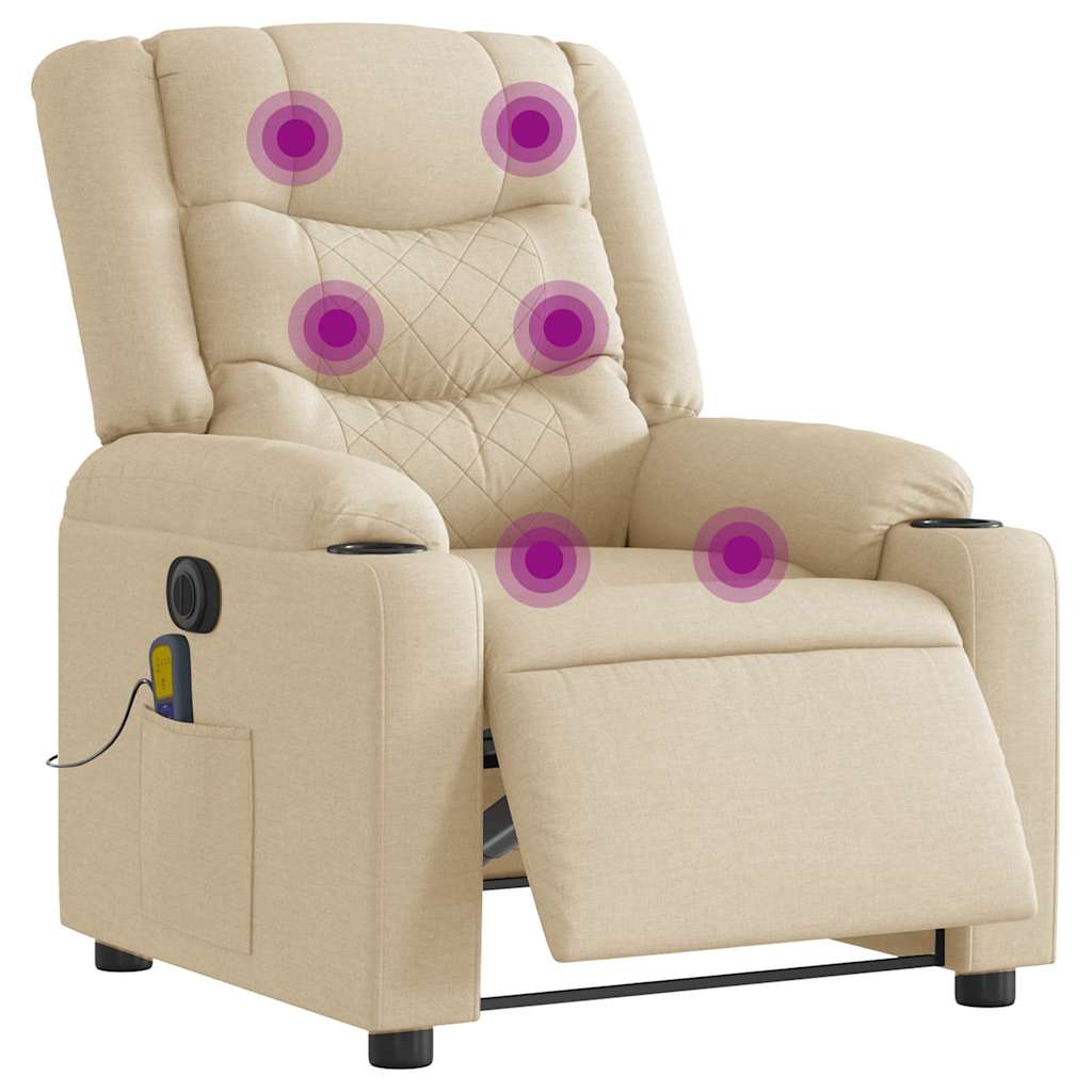 Fauteuil inclinable de massage électrique crème tissu - XIOS