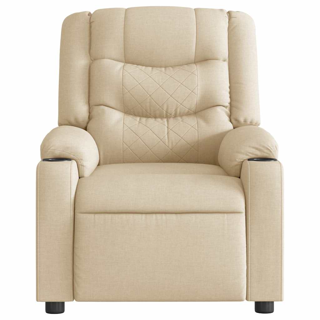 Fauteuil inclinable de massage électrique crème tissu - XIOS