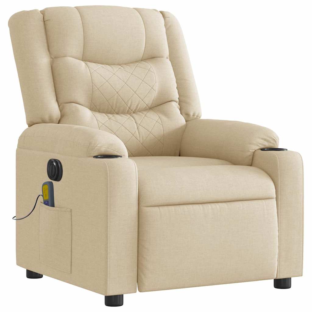 Fauteuil inclinable de massage électrique crème tissu - XIOS
