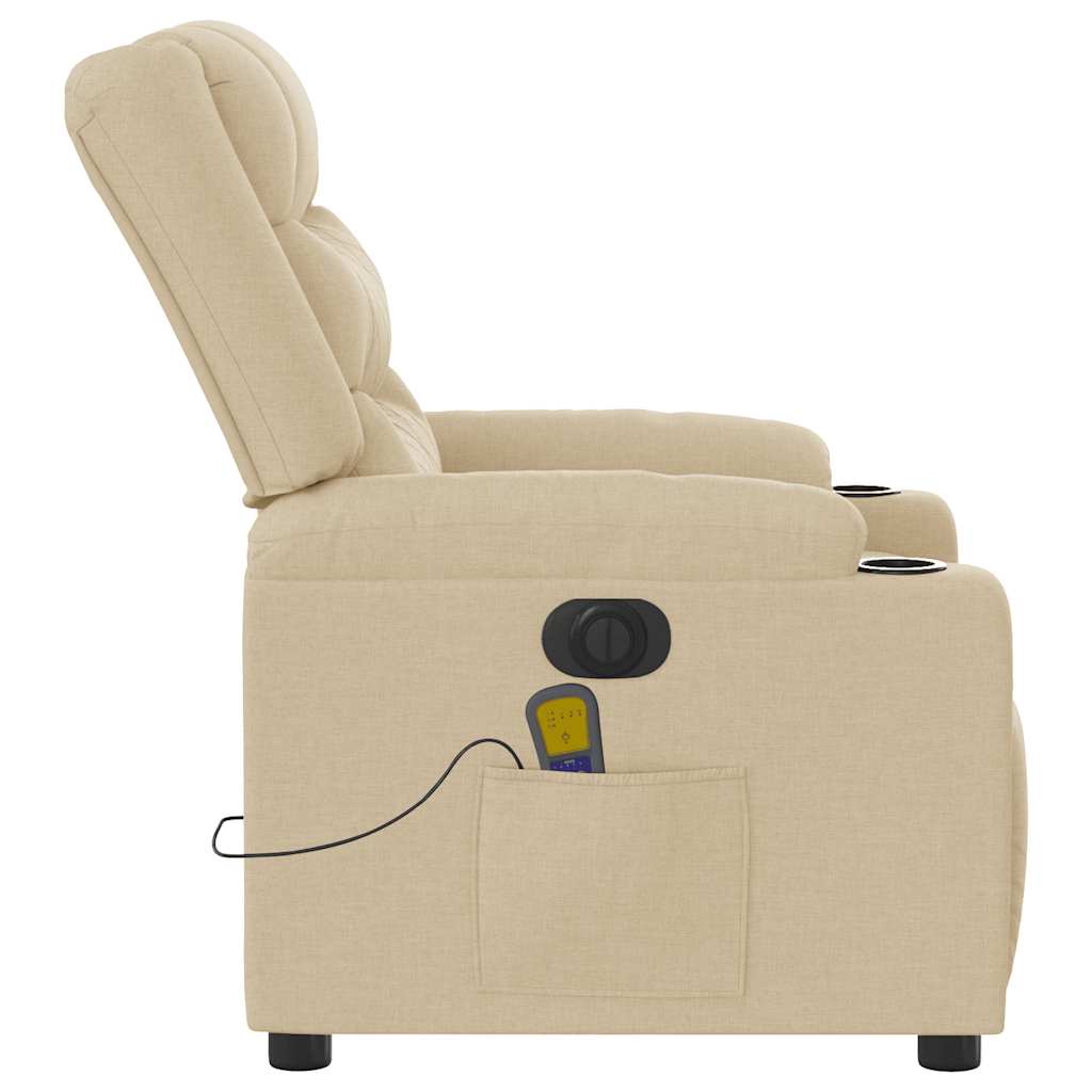 Fauteuil inclinable de massage électrique crème tissu - XIOS