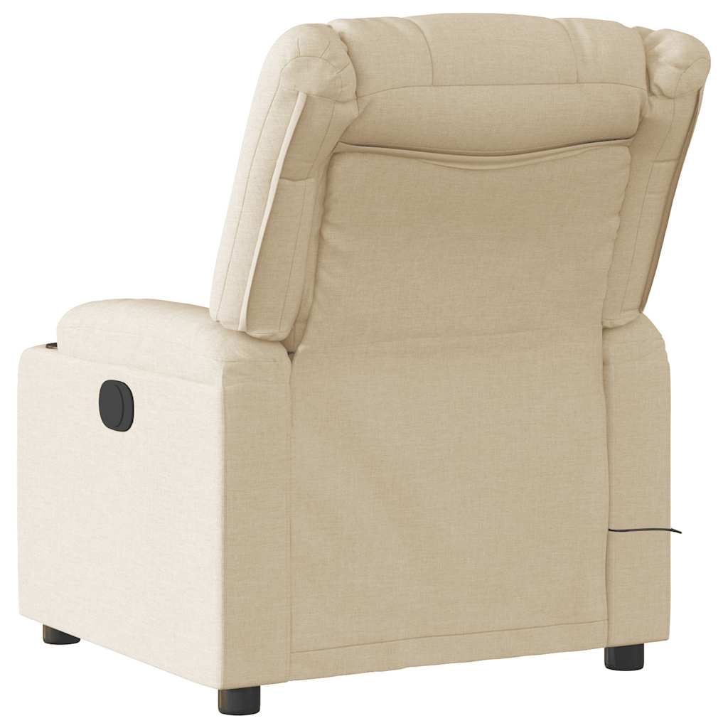 Fauteuil inclinable de massage électrique crème tissu - XIOS