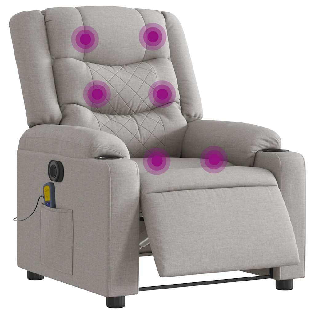 Fauteuil de massage inclinable électrique gris nuage tissu - XIOS