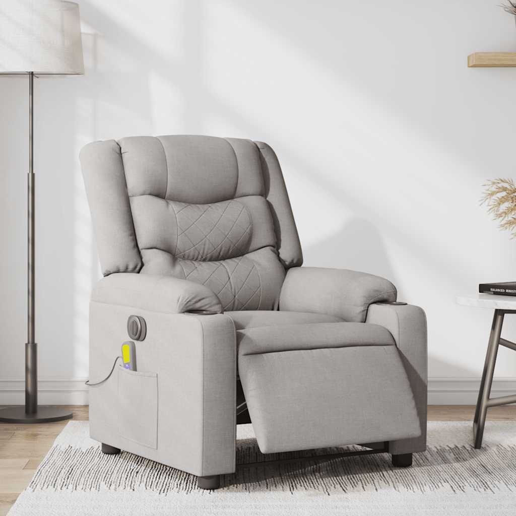 Fauteuil de massage inclinable électrique gris nuage tissu - XIOS