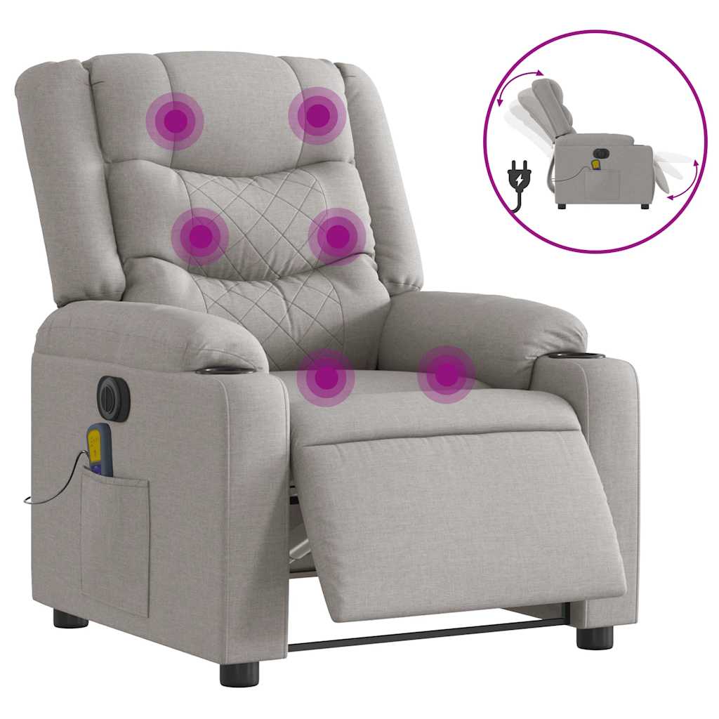 Fauteuil de massage inclinable électrique gris nuage tissu - XIOS