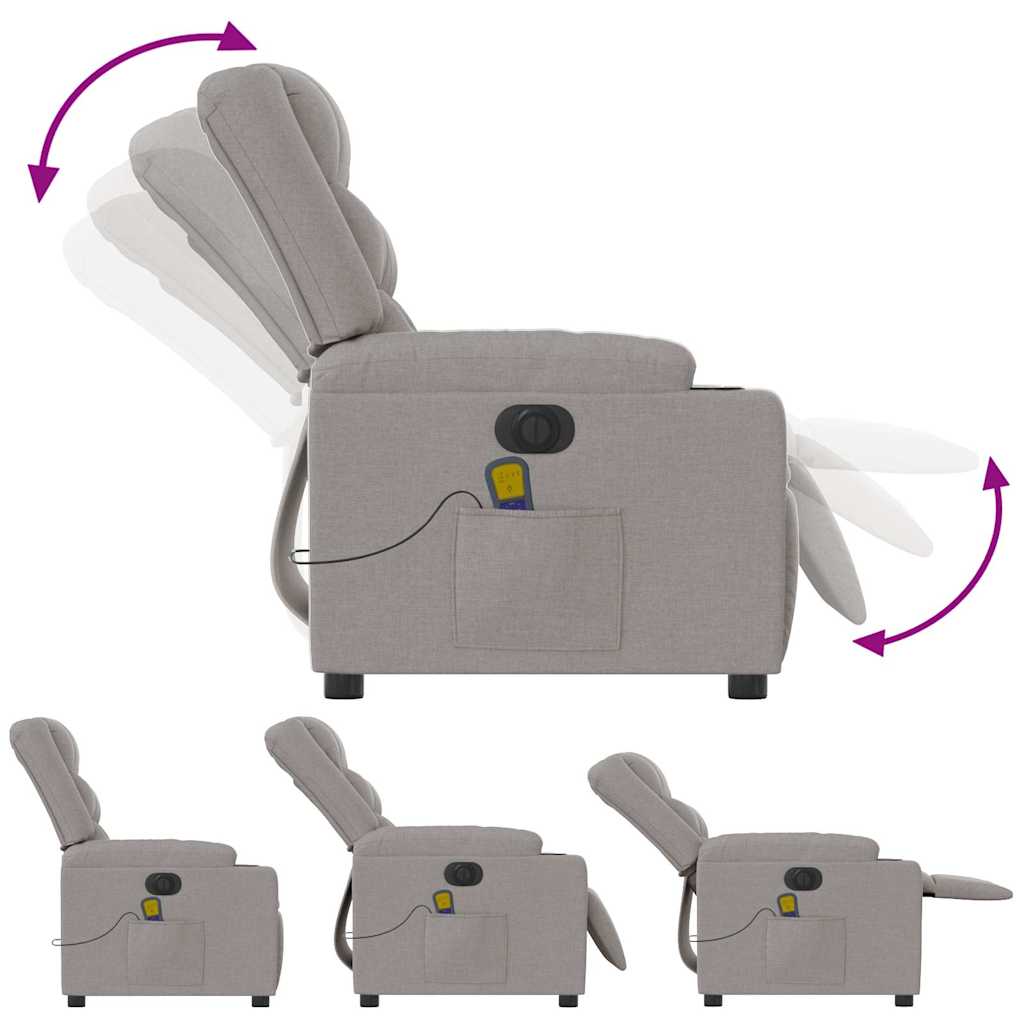 Fauteuil de massage inclinable électrique gris nuage tissu - XIOS