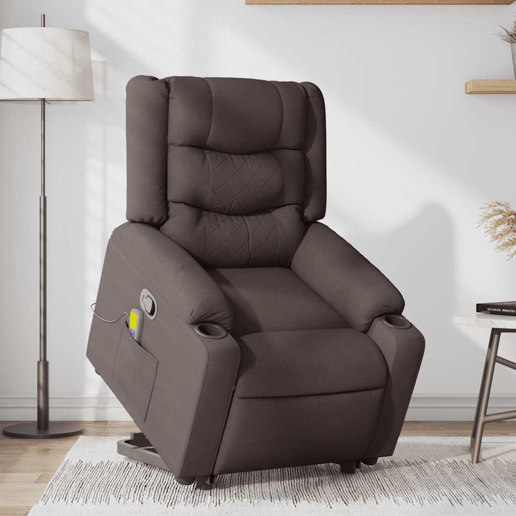 Fauteuil inclinable de massage Marron foncé Tissu - XIOS
