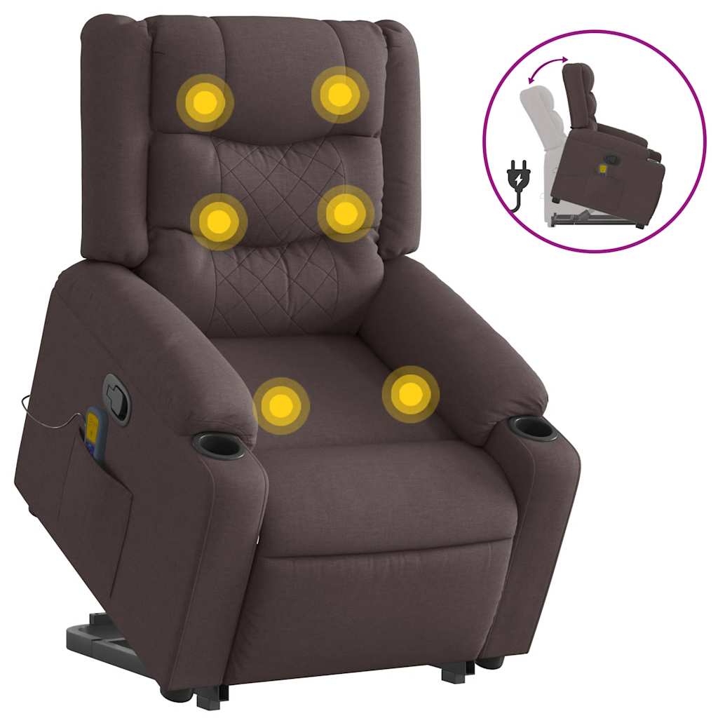 Fauteuil inclinable de massage Marron foncé Tissu - XIOS