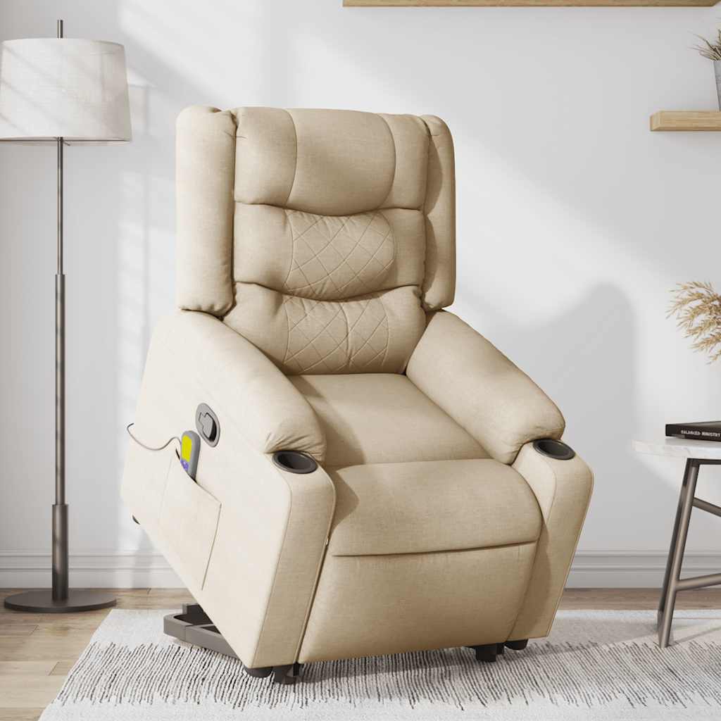 Fauteuil inclinable de massage Crème Tissu - XIOS