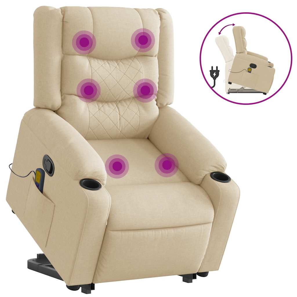 Fauteuil inclinable de massage Crème Tissu - XIOS