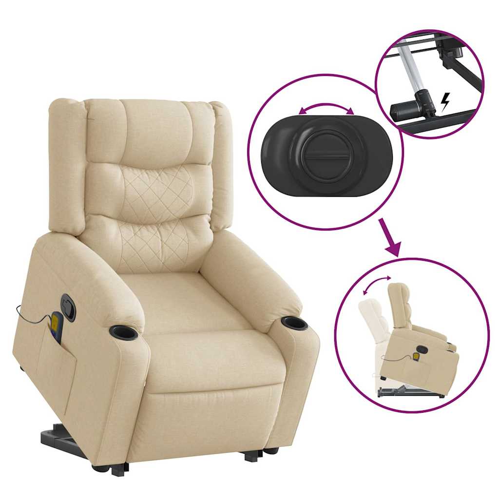 Fauteuil inclinable de massage Crème Tissu - XIOS
