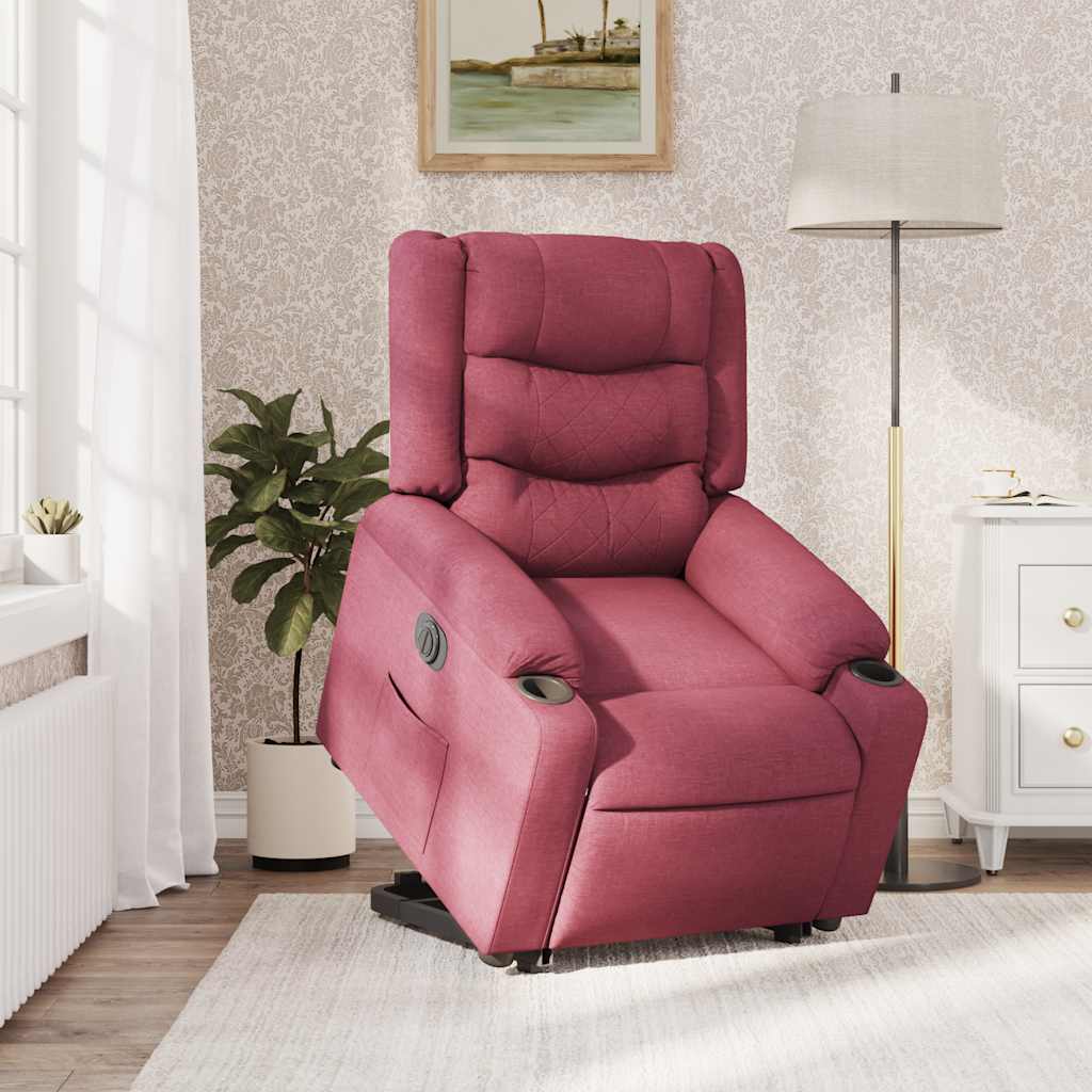 Fauteuil inclinable électrique rouge bordeaux tissu