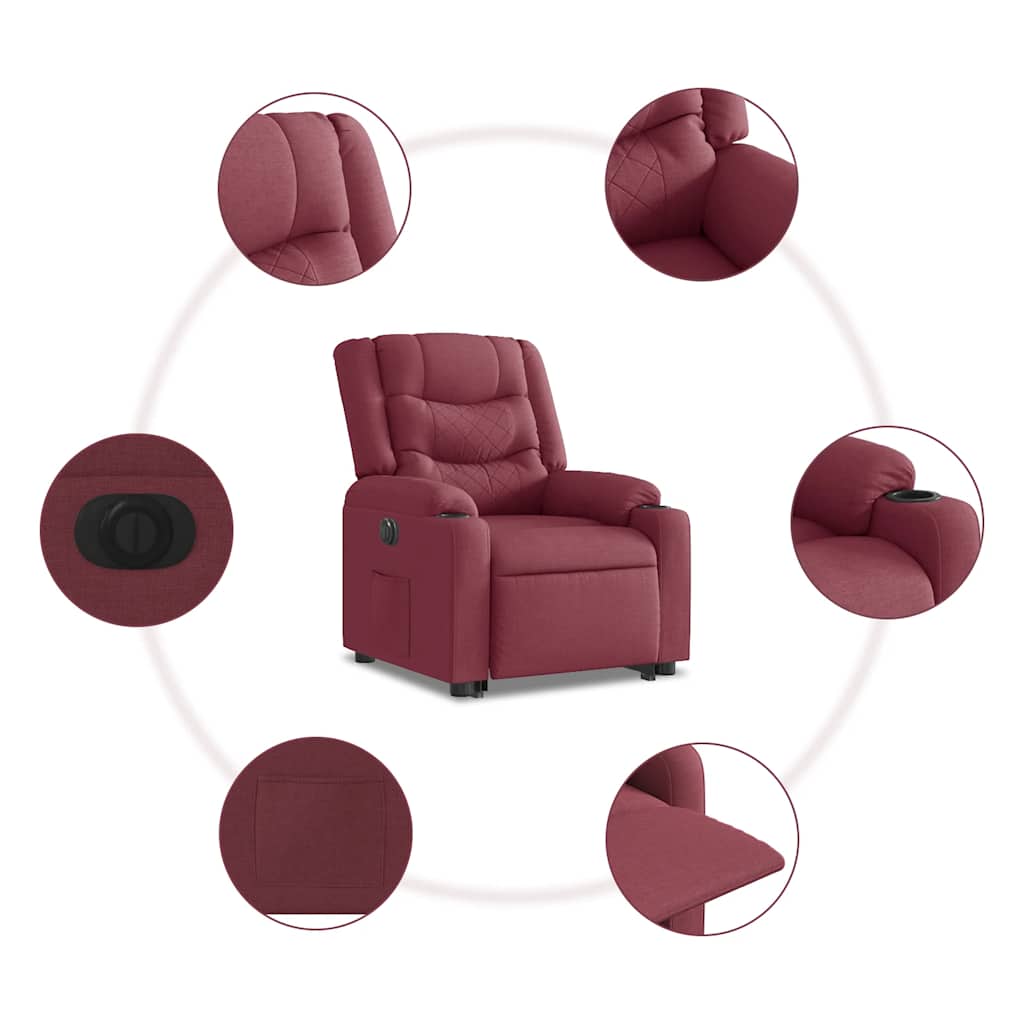 Fauteuil inclinable électrique rouge bordeaux tissu