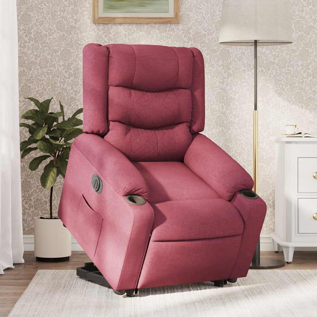 Fauteuil inclinable électrique rouge bordeaux tissu