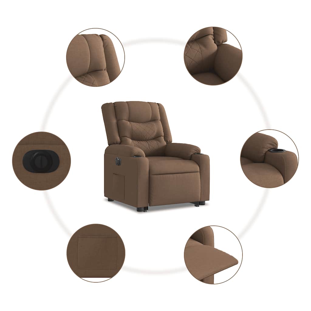 Fauteuil inclinable électrique marron tissu
