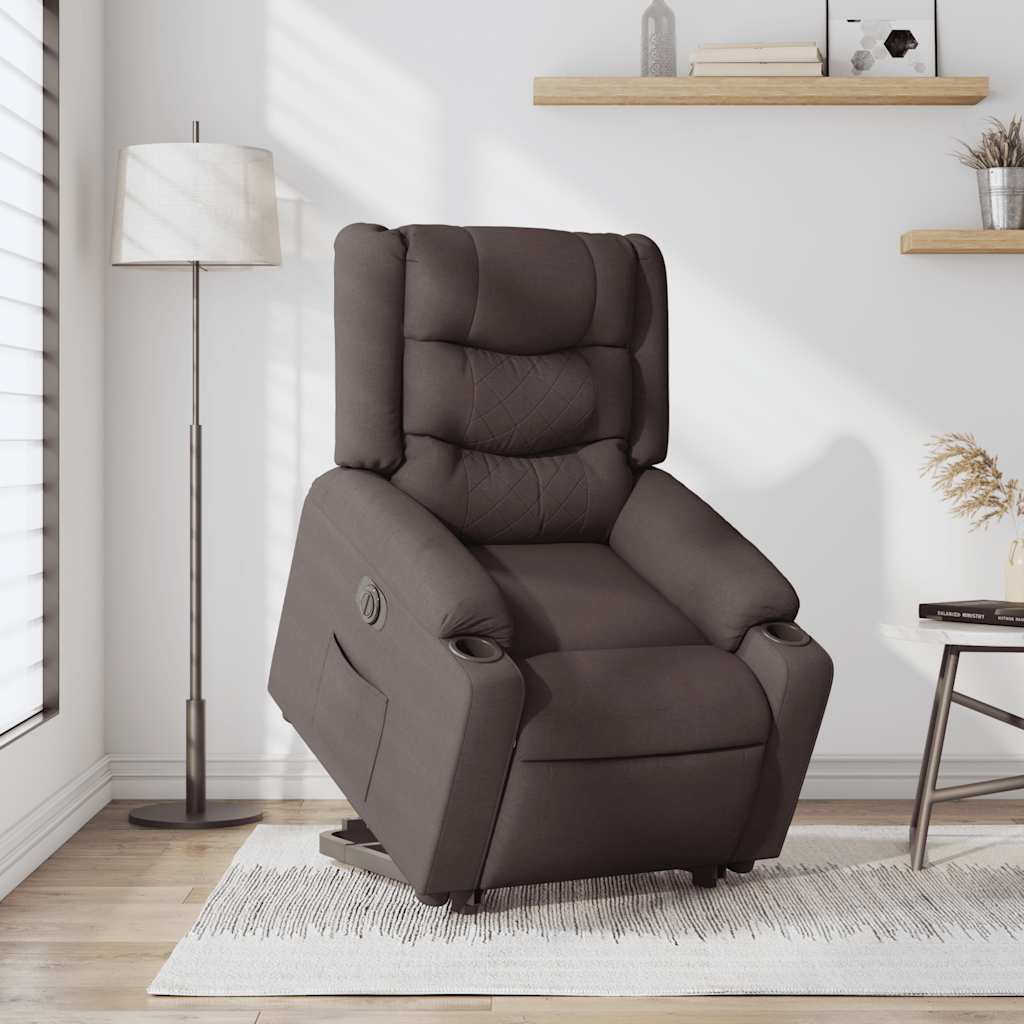 Fauteuil inclinable électrique marron foncé tissu - XIOS