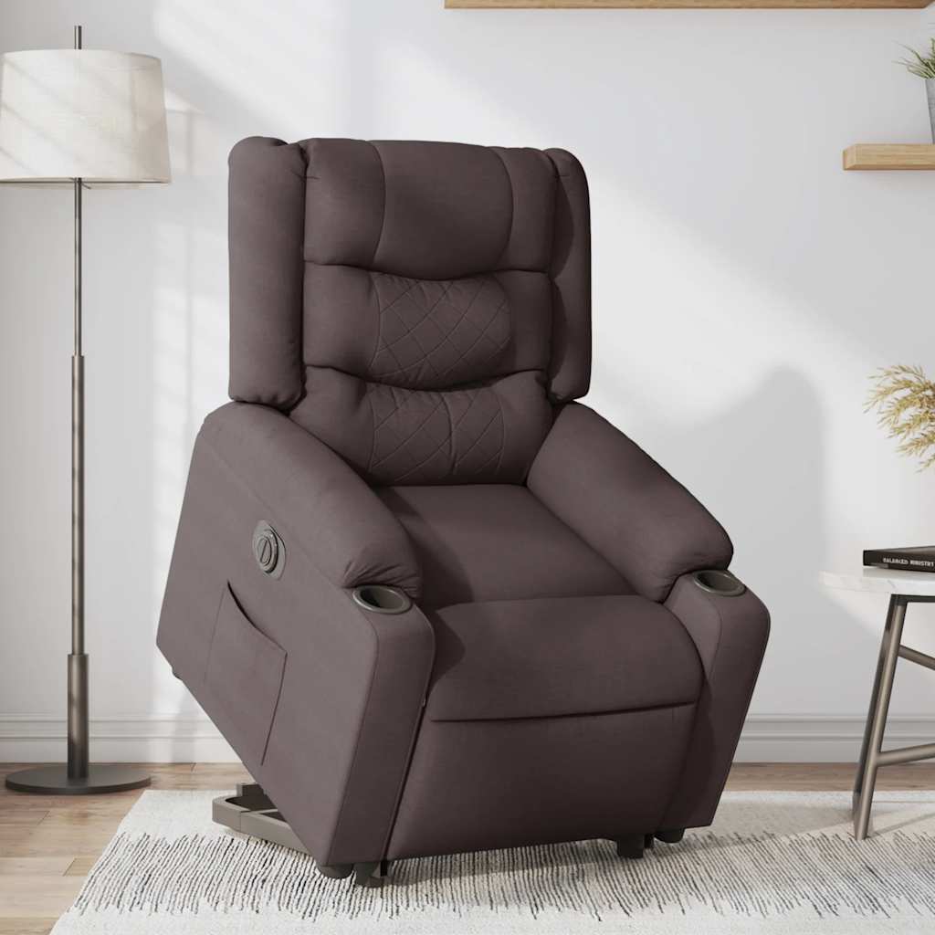 Fauteuil inclinable électrique marron foncé tissu