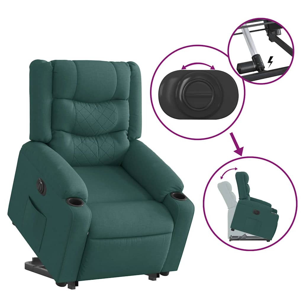 Fauteuil inclinable électrique vert foncé tissu - XIOS