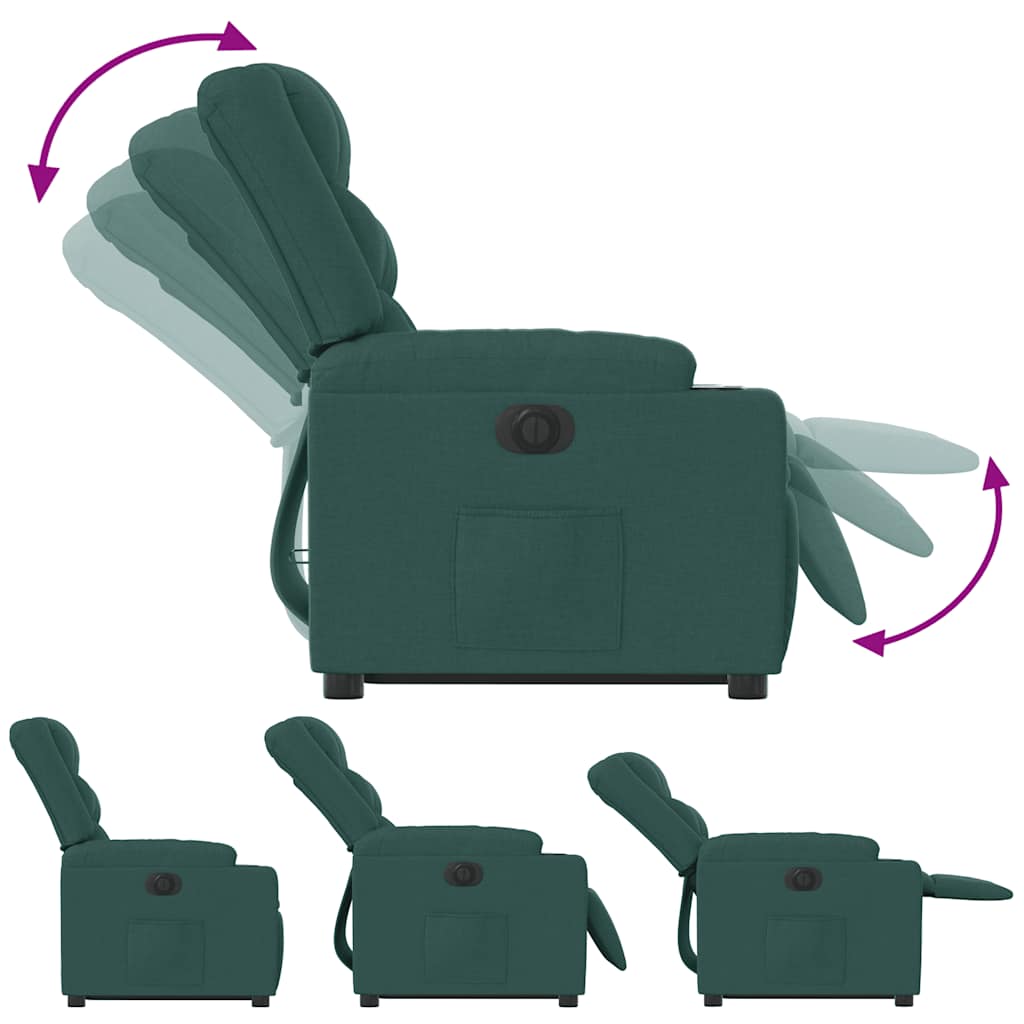 Fauteuil inclinable électrique vert foncé tissu - XIOS