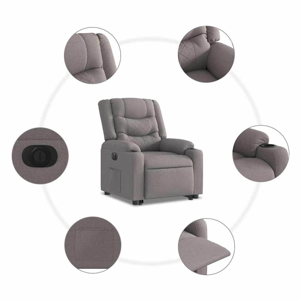 Fauteuil inclinable électrique taupe tissu