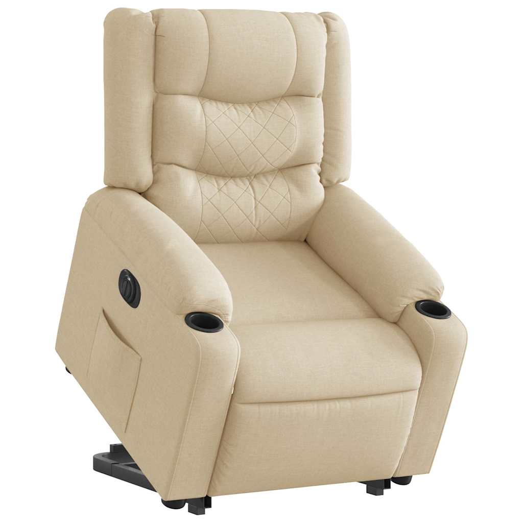 Fauteuil inclinable électrique crème tissu