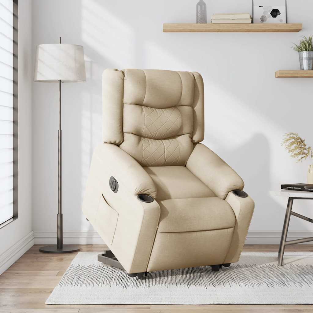 Fauteuil inclinable électrique crème tissu - XIOS