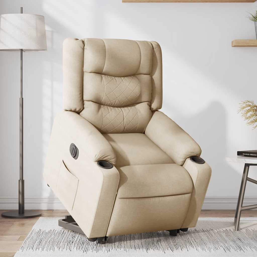 Fauteuil inclinable électrique crème tissu - XIOS