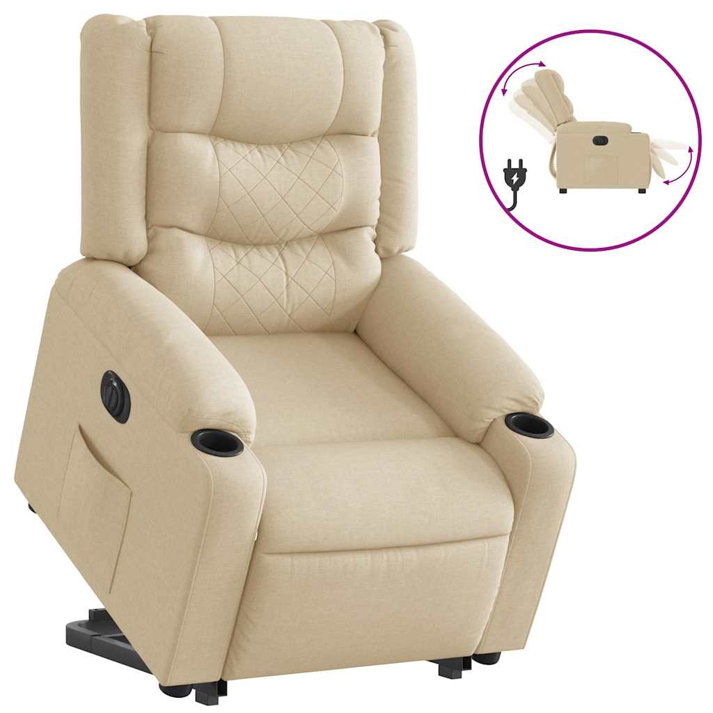Fauteuil inclinable électrique crème tissu - XIOS