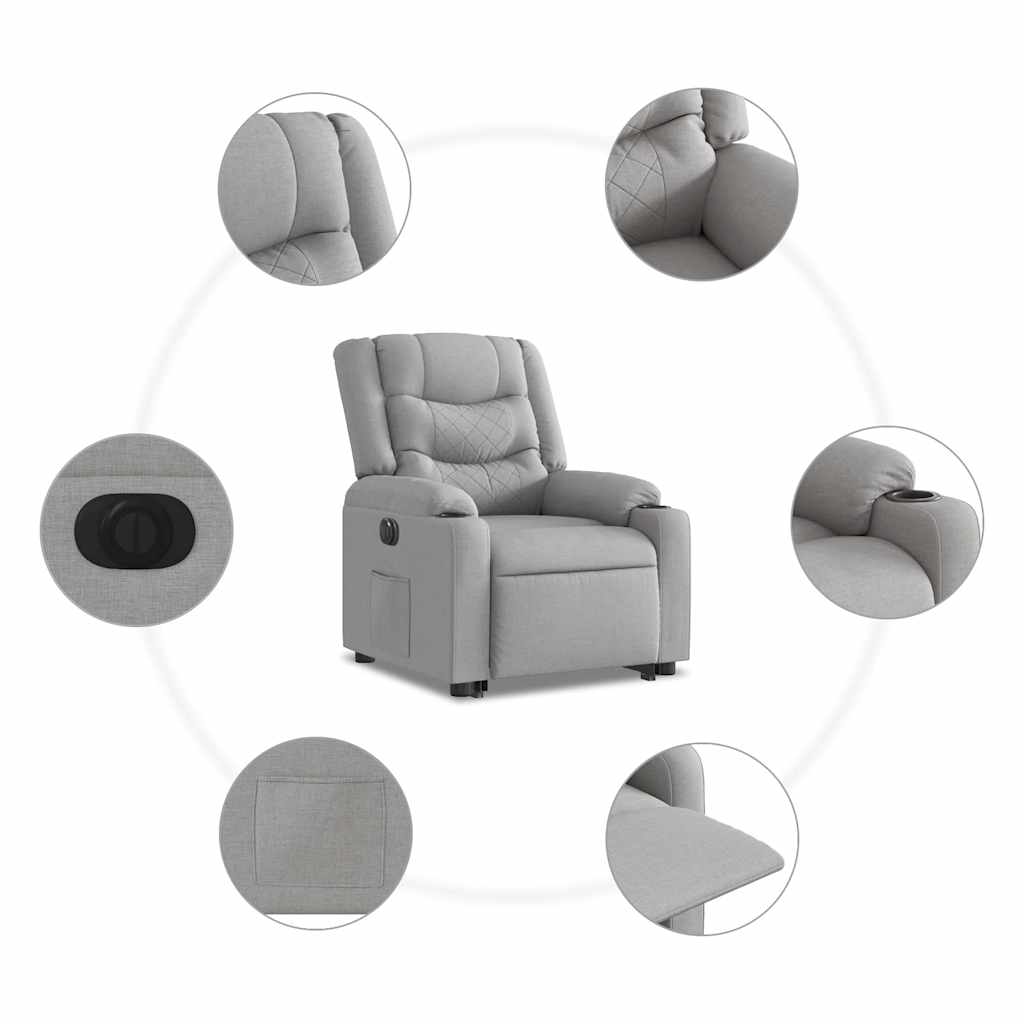 Fauteuil inclinable électrique gris nuage tissu