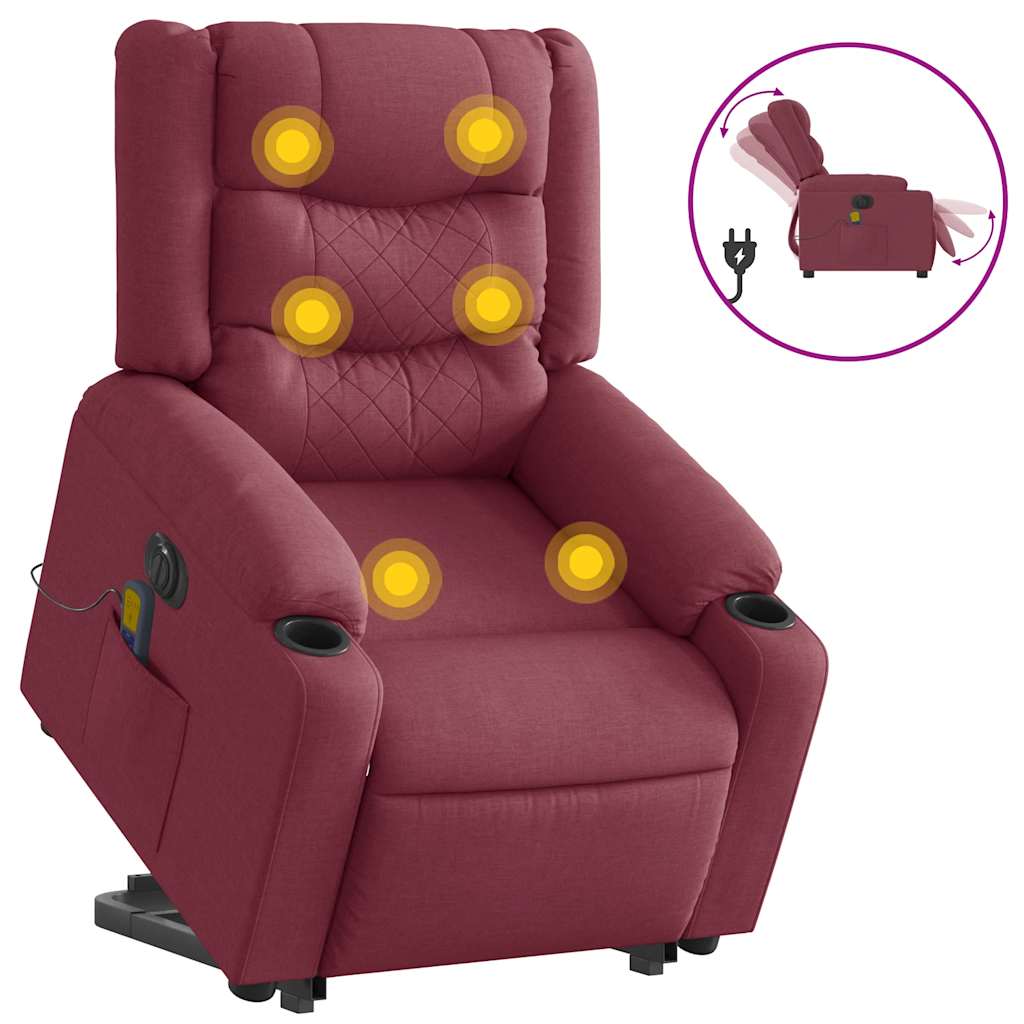 Fauteuil inclinable de massage électrique Rouge bordeaux Tissu